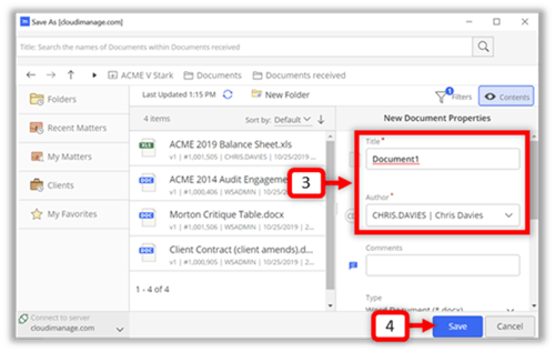 save options in iManage